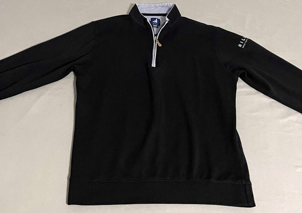 johnnie-O Mens M Black Sully Quarter Zip JMKO1460 Golf Pullover Hillmeyer Logo